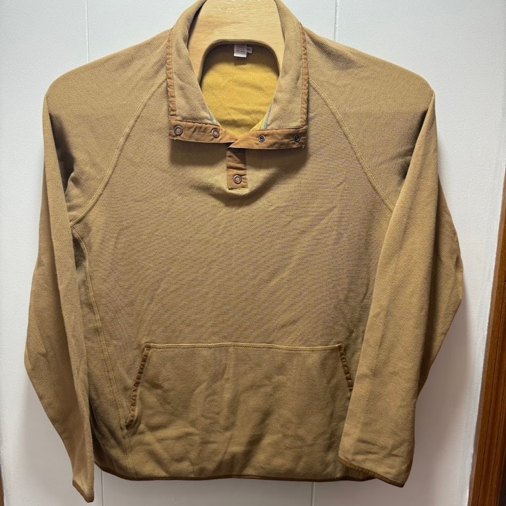 Carbon 2 Cobalt Mens XL Snap Neck Pullover‎ Waffle Knit Cotton Tan Sweater